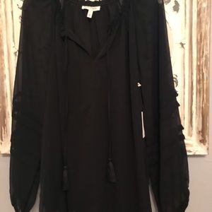 Beautiful Black sheer dress Blouse. Interior Lining